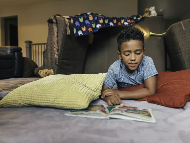 Boy reading a book