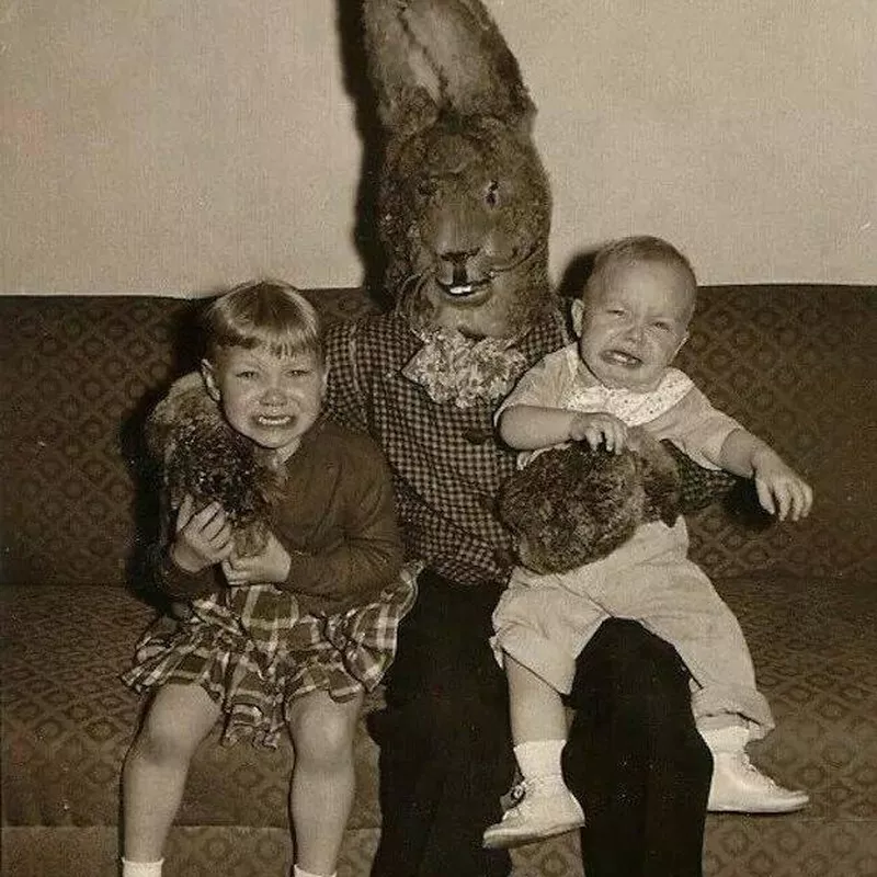 The Easter bunny and crying kids