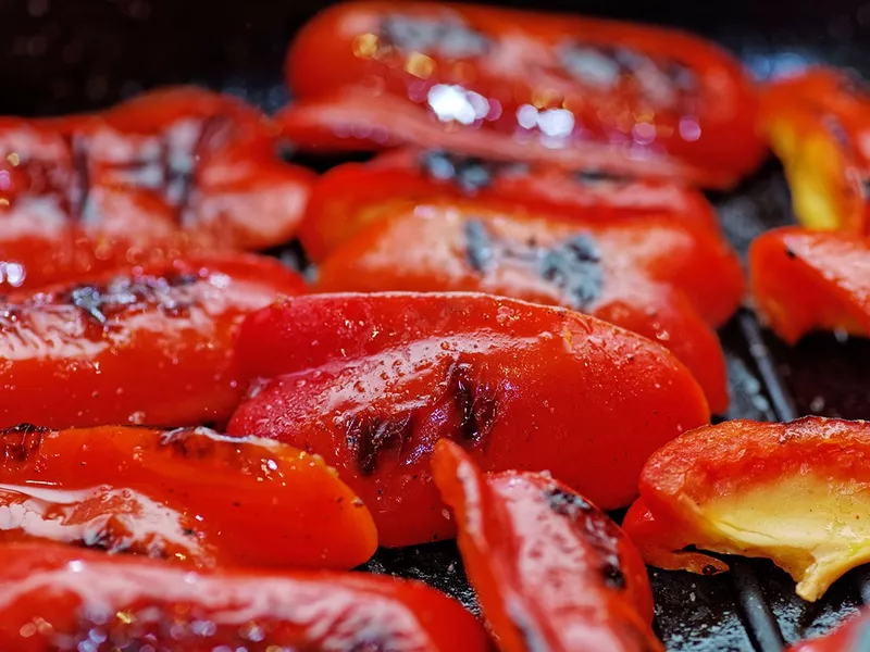 Roasted Red Pepper on top of burgers