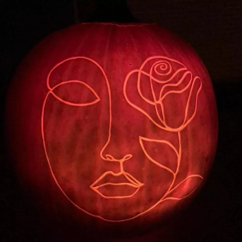 Line art pumpkin carving