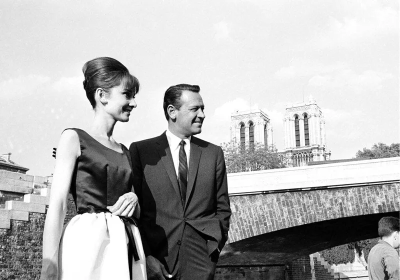 Audrey Hepburn and William Holden, co-stars in the romantic comedy 