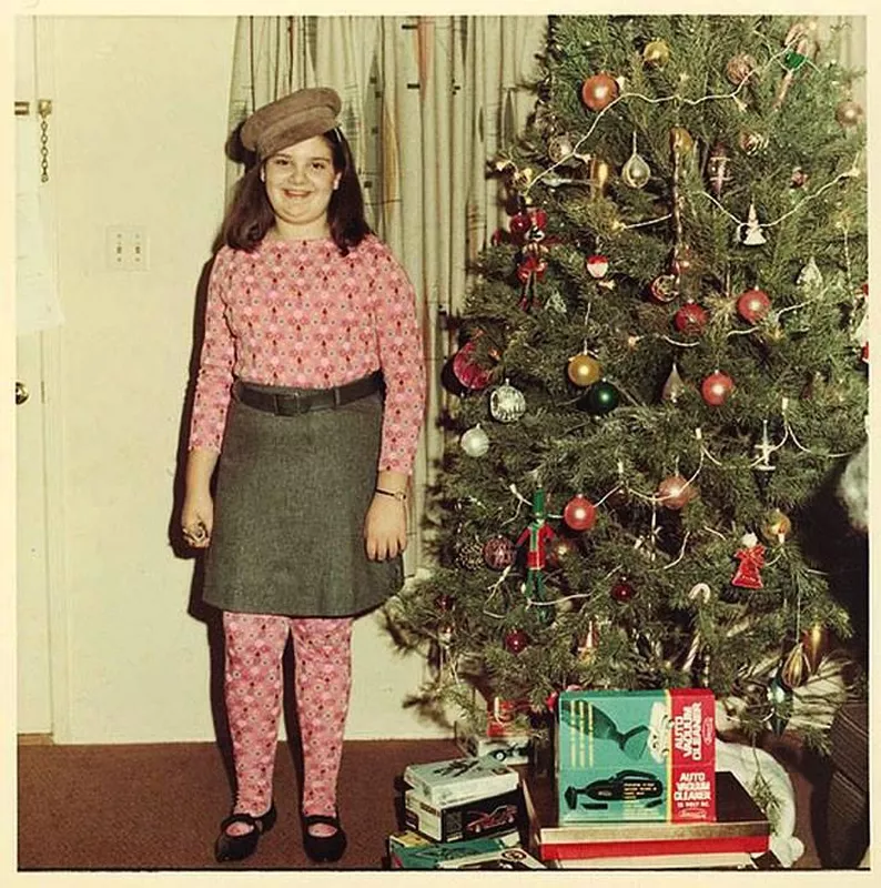 Vintage girl by tree