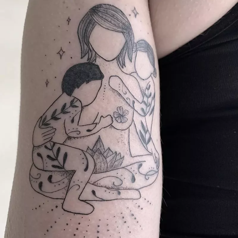 Mother and children tattoo