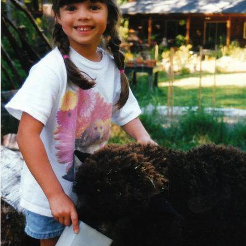 Girl feeding a sheep