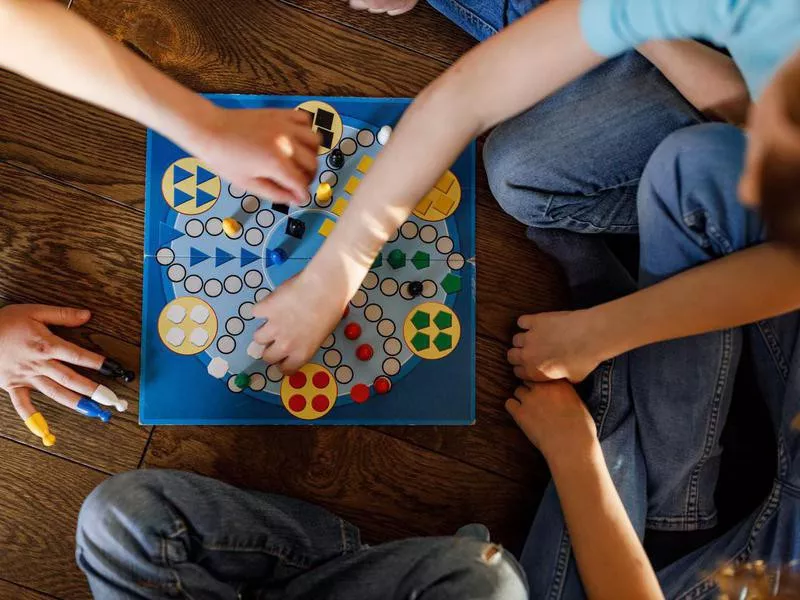 Above view of kids playing game