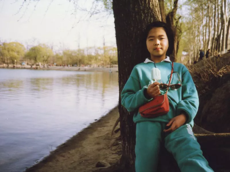 vintage photo of girl with ice pop