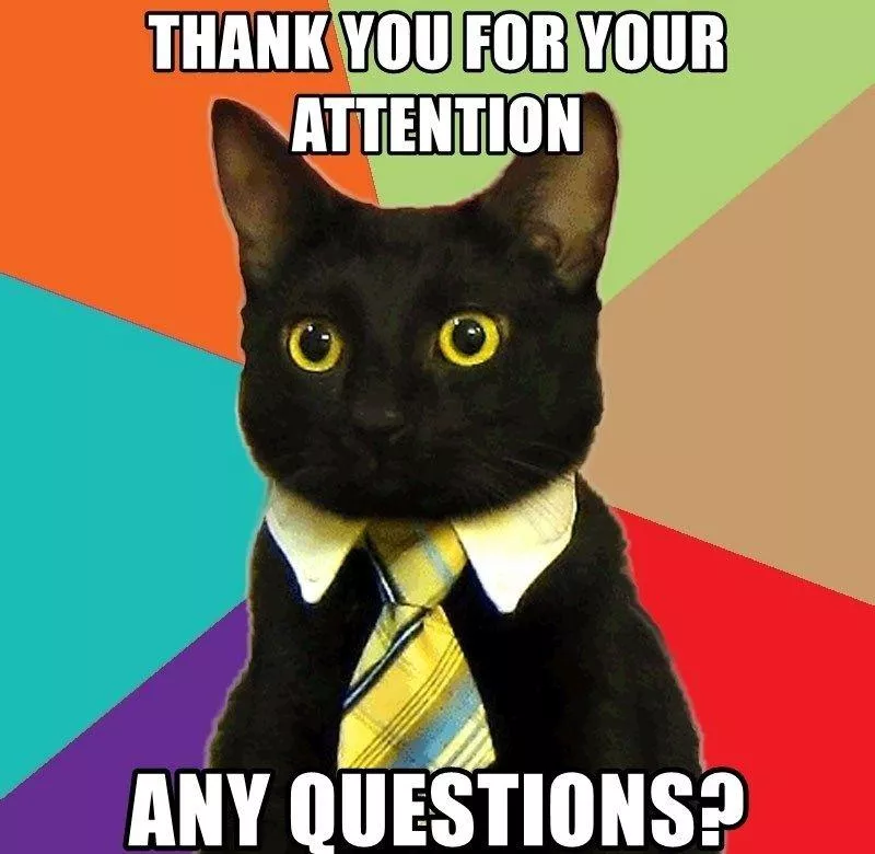 Business cat saying thank you meme