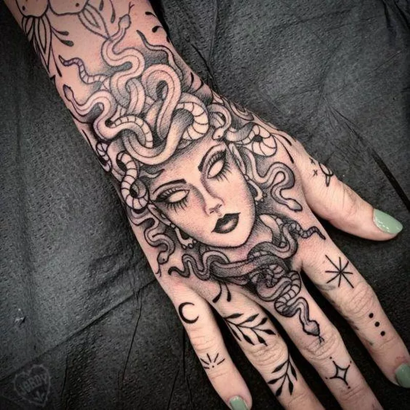 Medusa Hand Tattoo