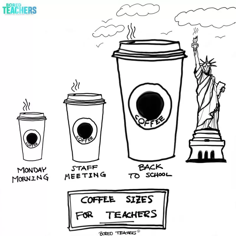 Teacher meme about drinking lots of coffee