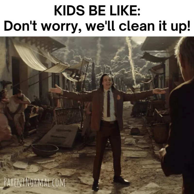 cleaning up mess