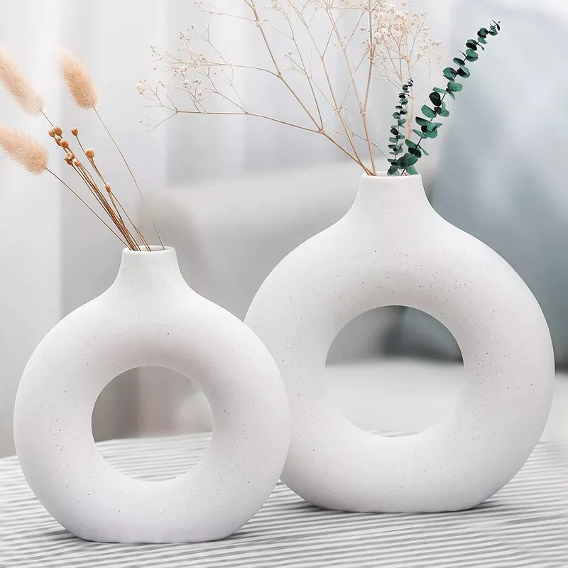 Leicofay Ceramic Hollow Donut Vase