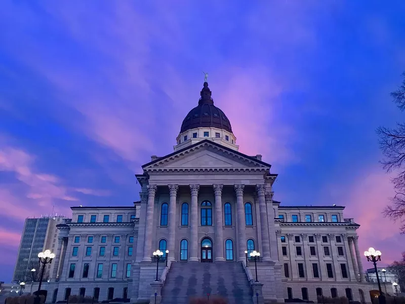 Kansas State Capitol at Sunset, Topeka, Kansas