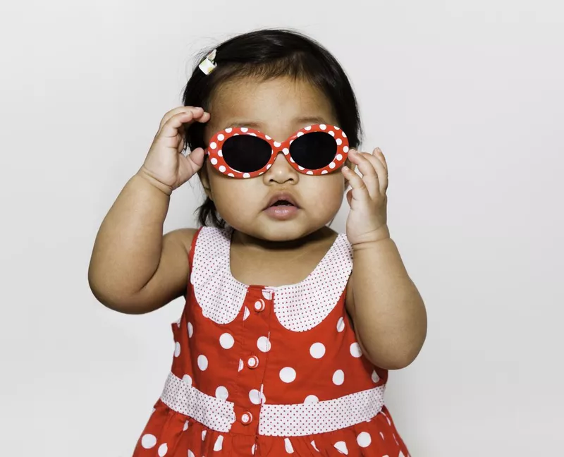 Baby girl wearing sunglasses