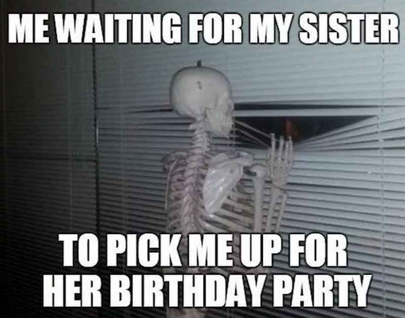 Sister waiting for ride to birthday party