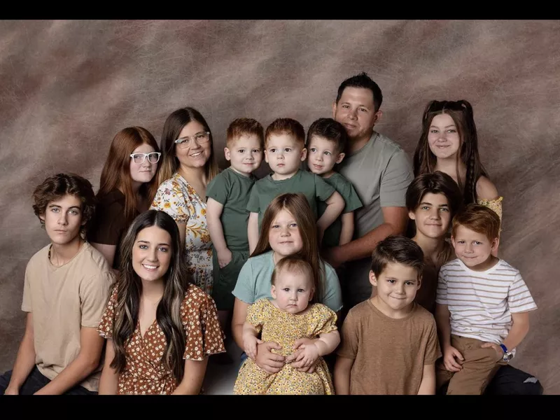 Britni Church, her husband and their 12 kids