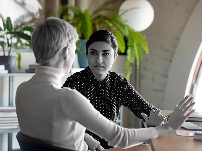 Women talking at work