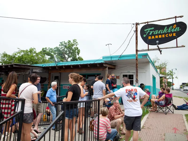 Lining up for BBQ, Austin, Tx