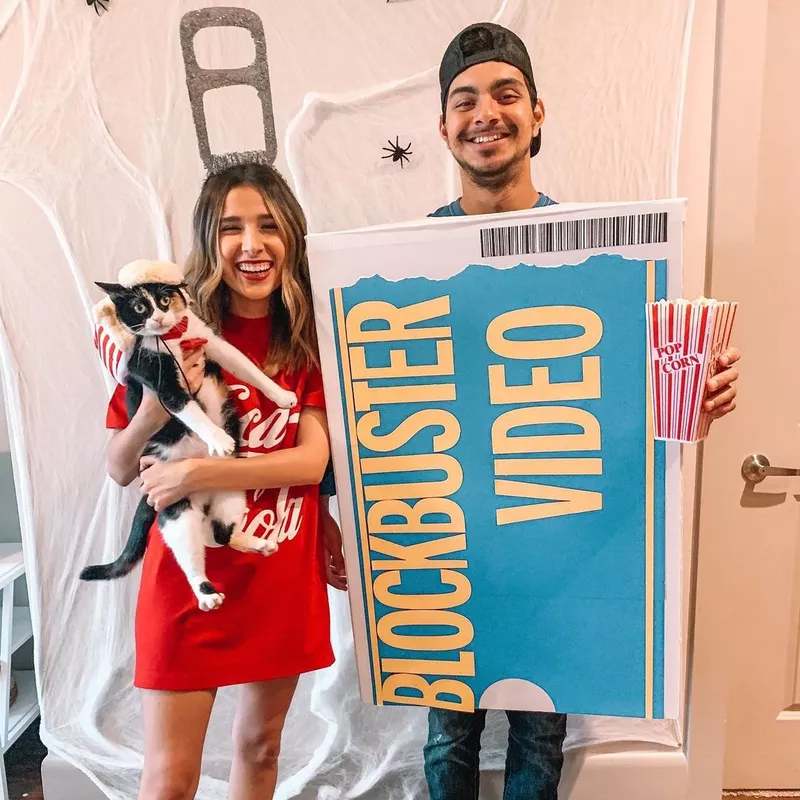 Funny 1990s couples movie night costume