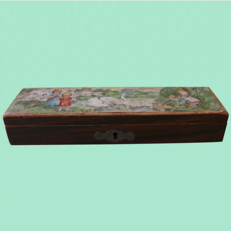 Vintage 1910s wooden pencil box