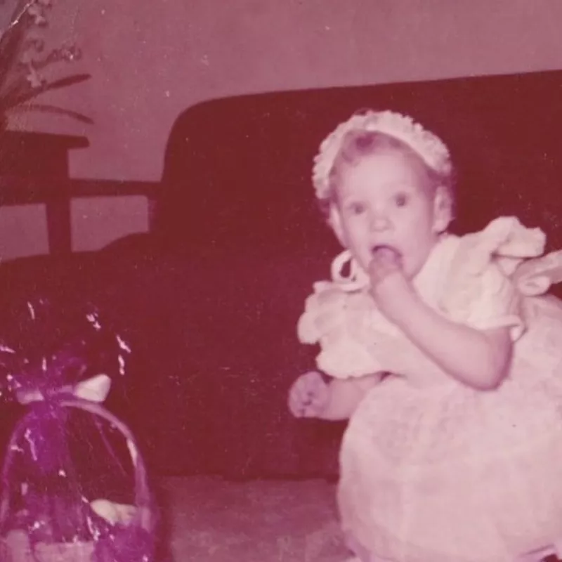 Little girl eating Easter candy