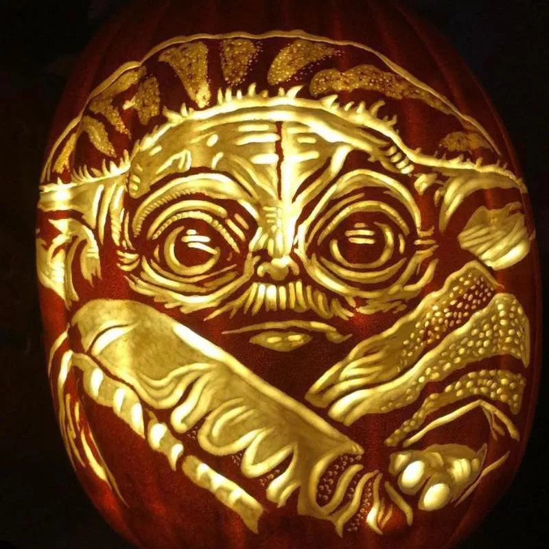 Baby Yoda pumpkin carving