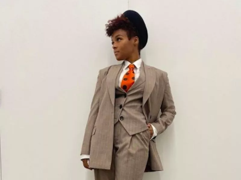 Janelle Monáe in a voting outfit