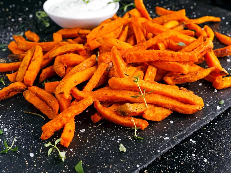 Sweet Potato Fries with fresh cream