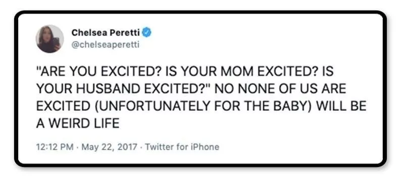 Chelsea Peretti's funny tweet about silly pregnancy questions