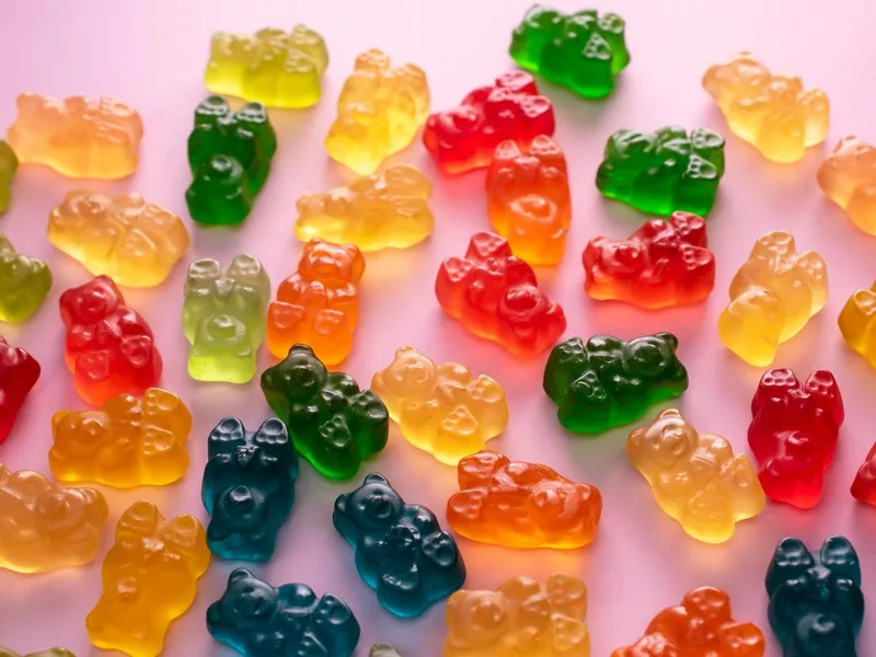 Colorful gummy candies, jelly bears sweets