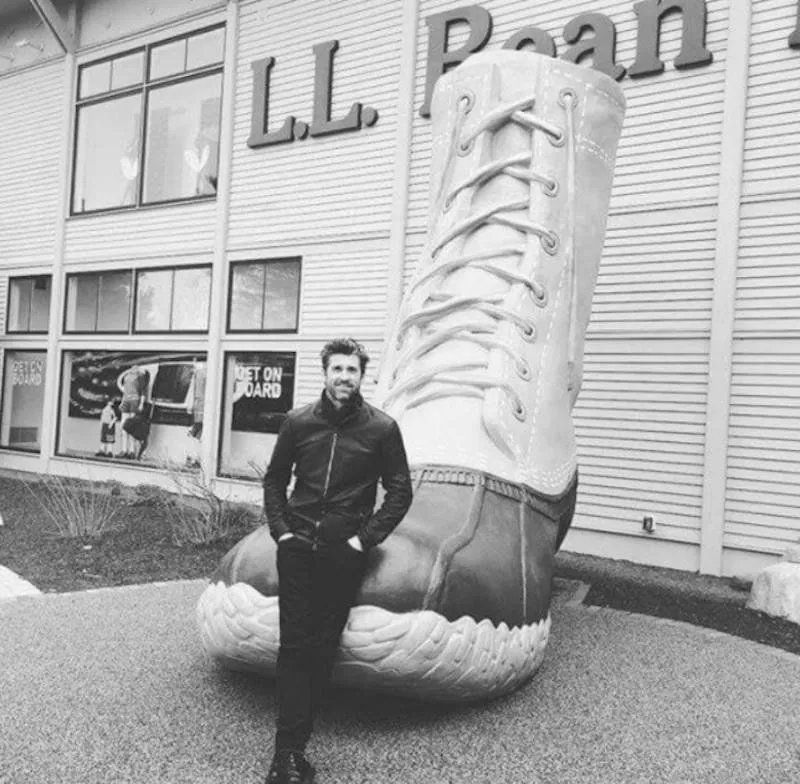 Patrick Dempsey outside L.L. Bean in Maine