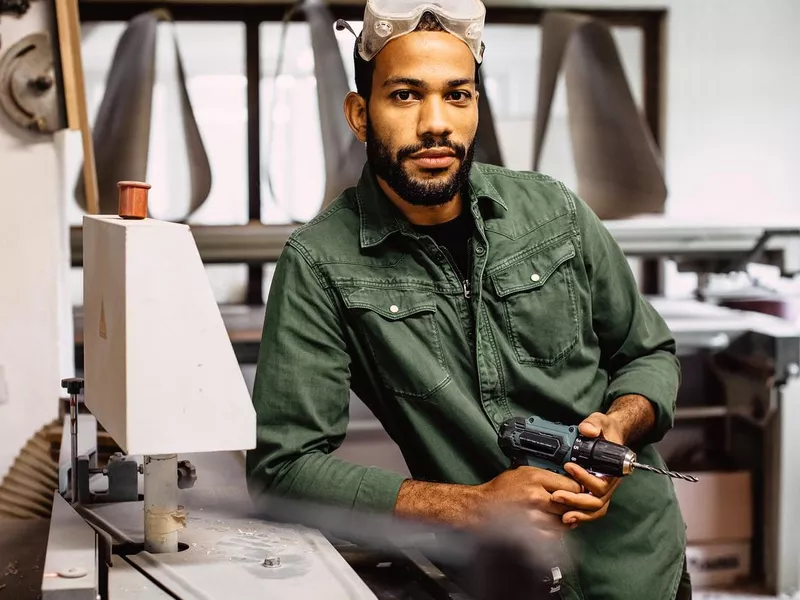 Portrait of a carpenter at work