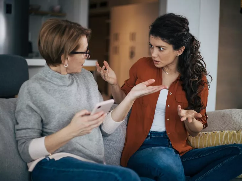 Young woman is arguing with her mother