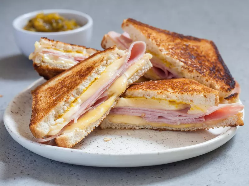 grilled ham and cheese sandwiches