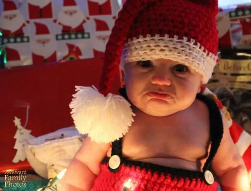 Sad baby at Christmas time