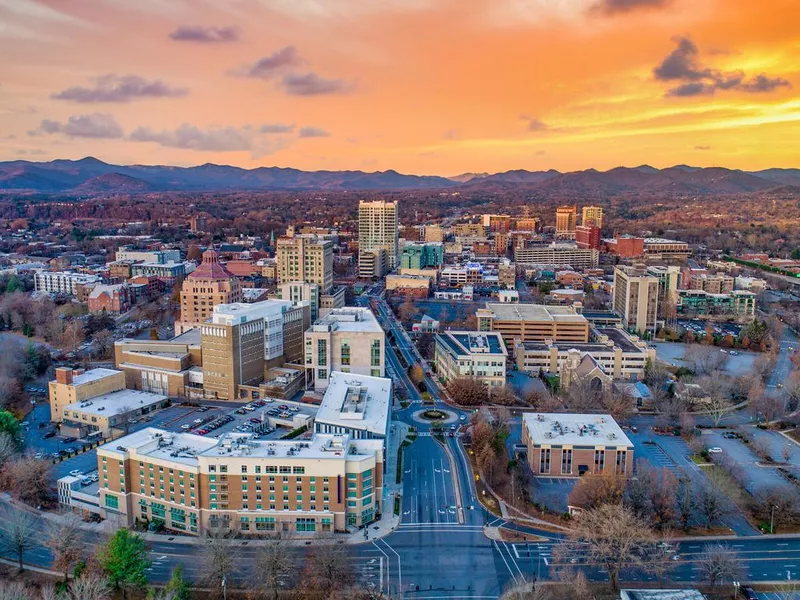 Asheville North Carolina NC Drone Skyline Aerial