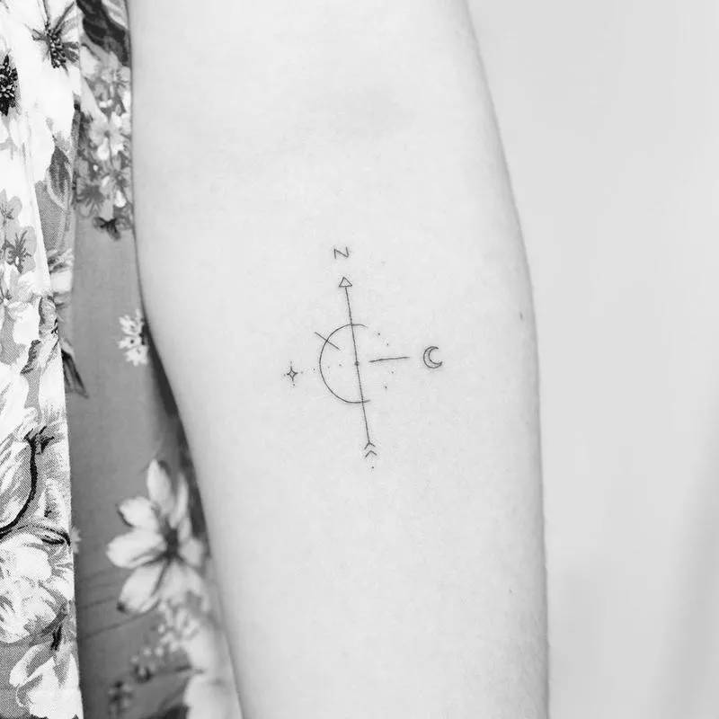 Abstract Compass Tattoo