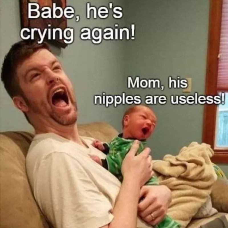 Baby crying because Dad doesn't have any milk