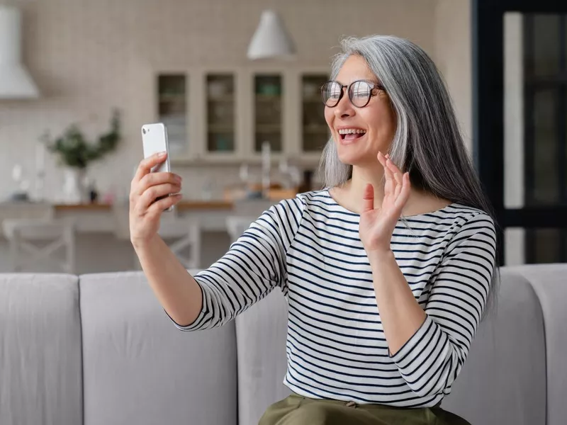 Middle-aged woman on video call