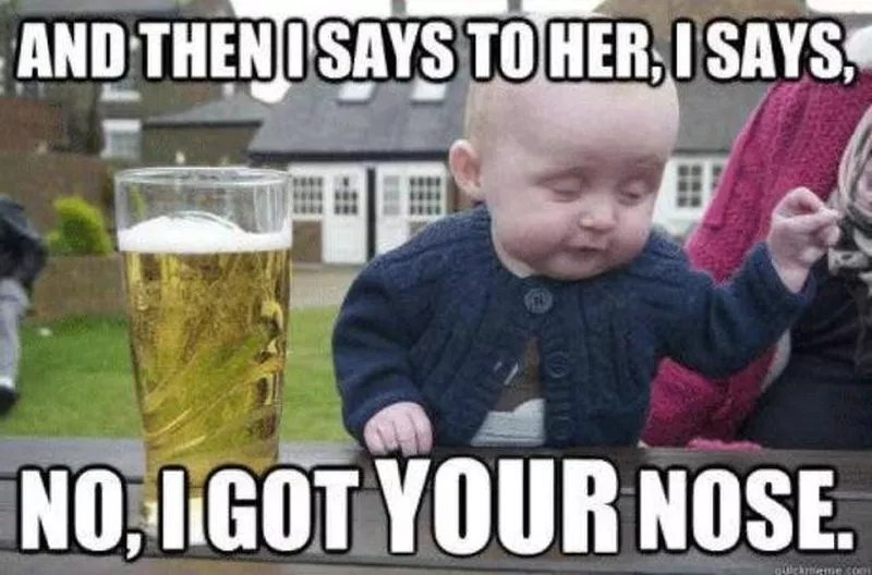 Drunk baby telling story