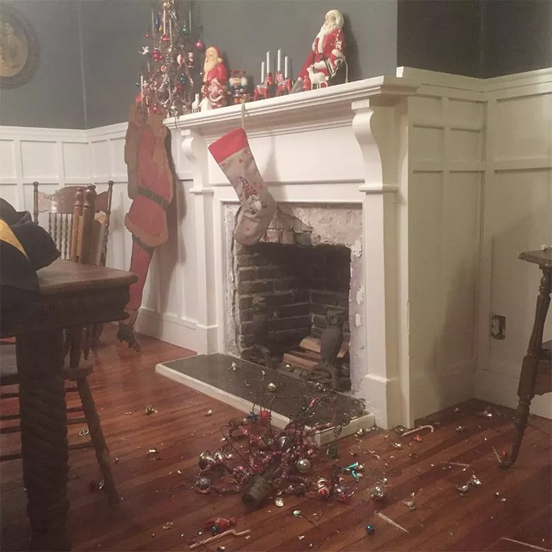 Christmas decorations on the floor