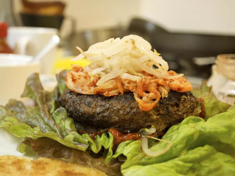 Kimchi topping burger