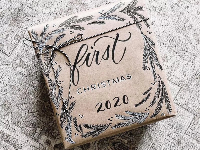 Calligraphy kraft paper Christmas gift wrap