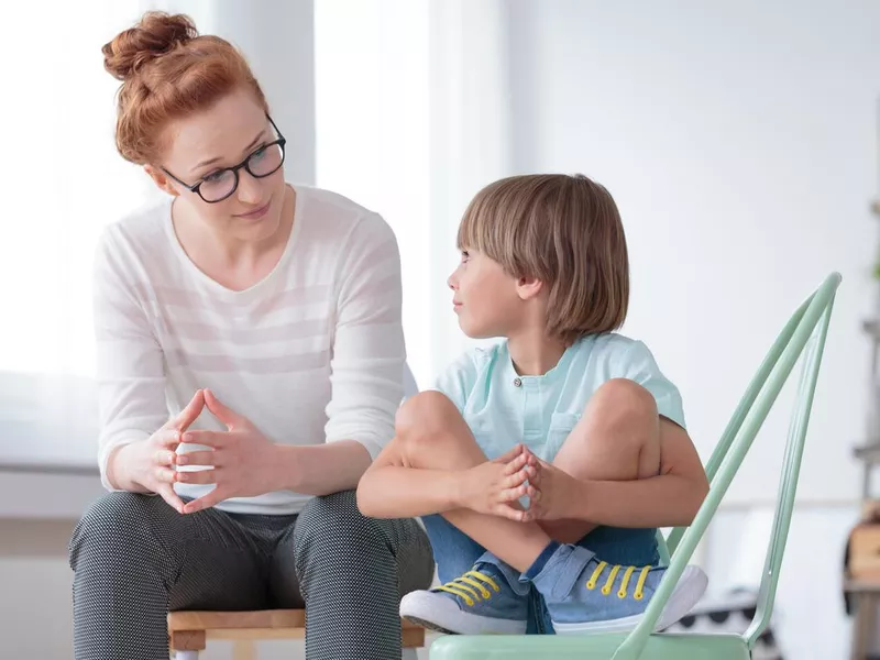 School psychologist with smart boy