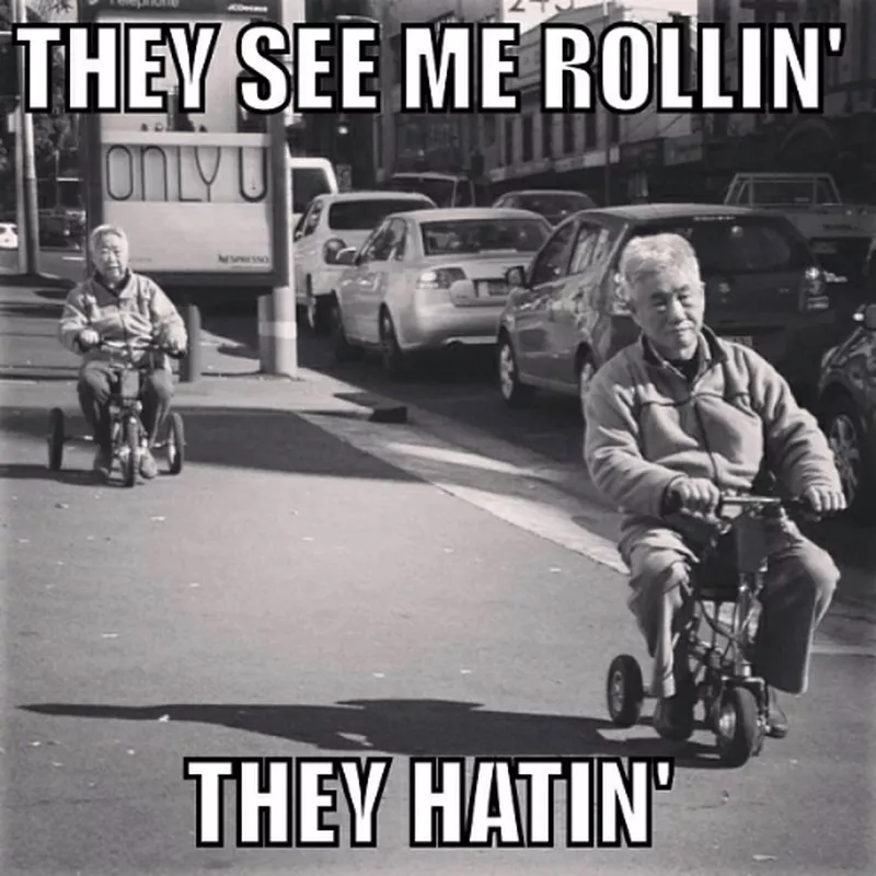 Grandpas riding down the street