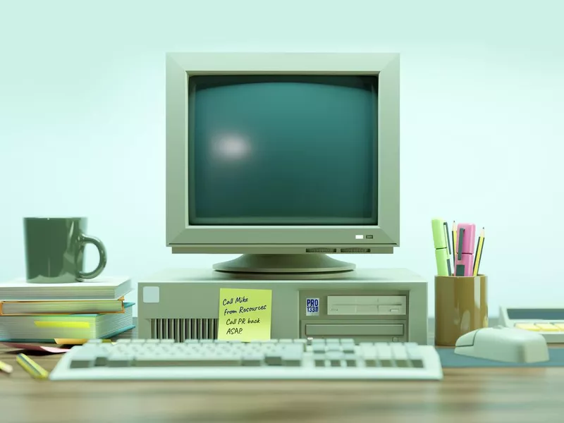 Office Work Room Setup With A Classic 90s PC Computer