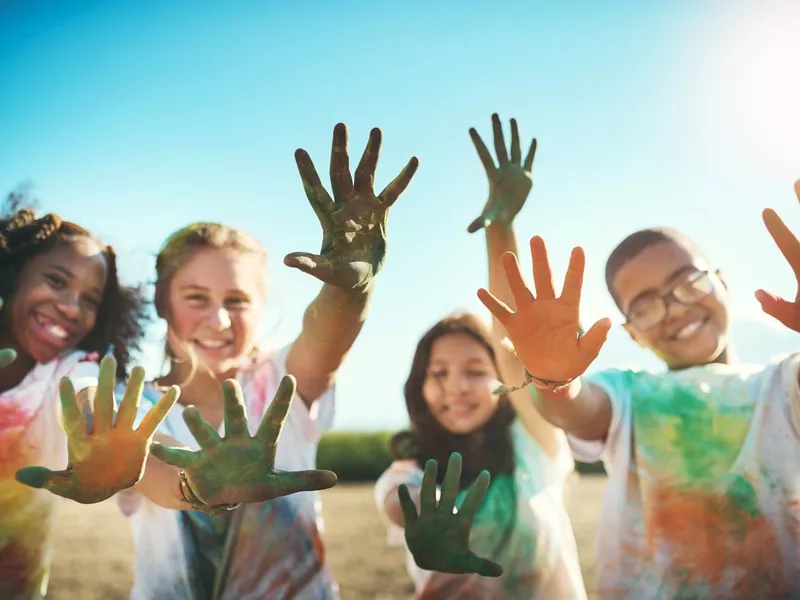 Group of teenagers having fun