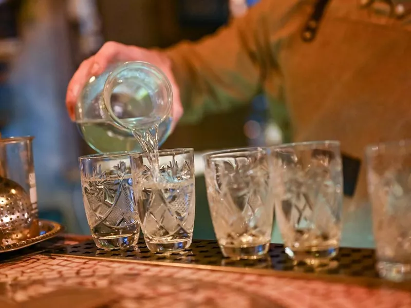 Bartender preparing vodka