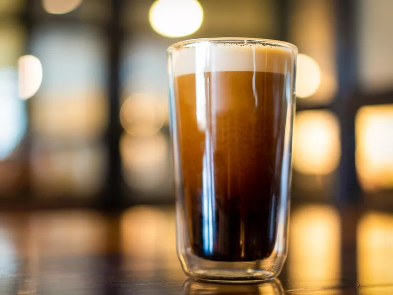 Nitro cold brew coffee close up