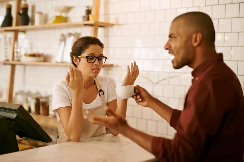 Coffee customer wants his money back, now