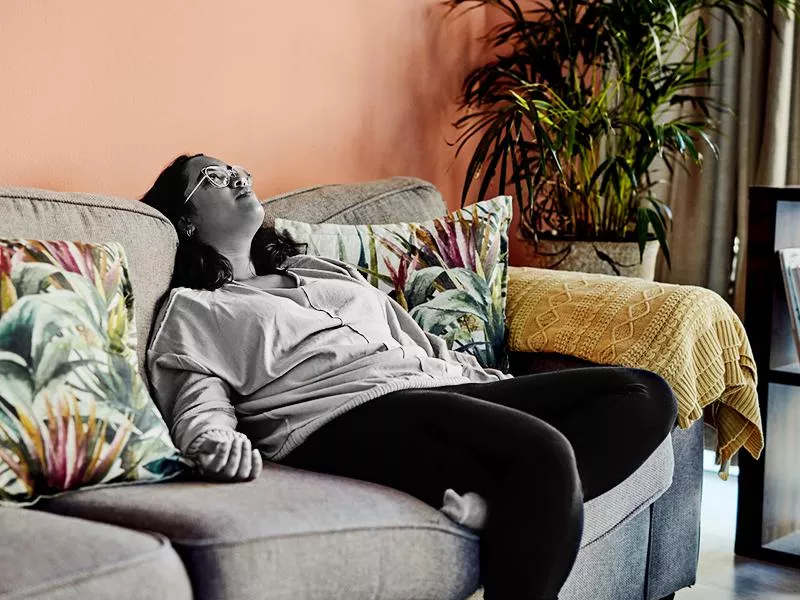 Young woman resting on the sofa at home